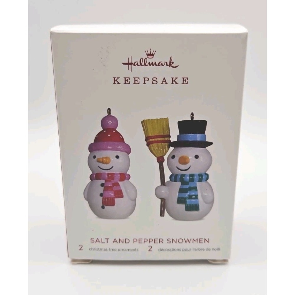 2018 Ltd. Ed. Salt & Pepper Snowmen 2-Piece Hallmark Keepsake Ornaments (653)